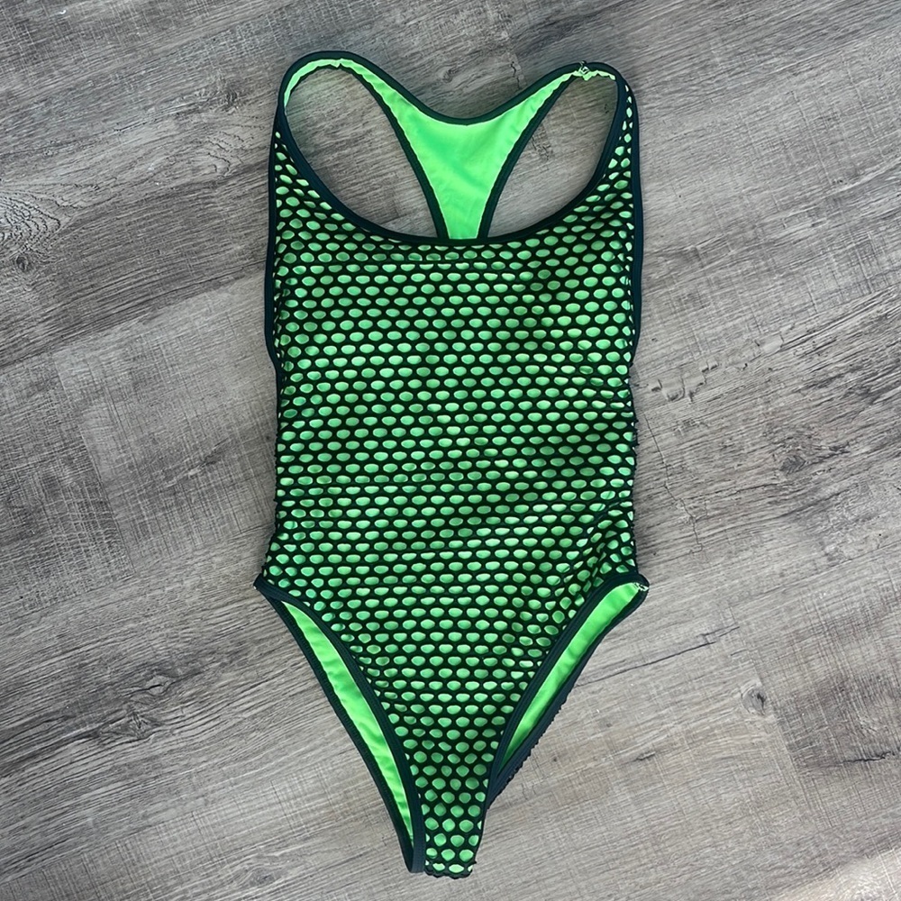 Xhilaration Mesh Covered High Leg One Piece Swimsuit - Picture 3 of 6